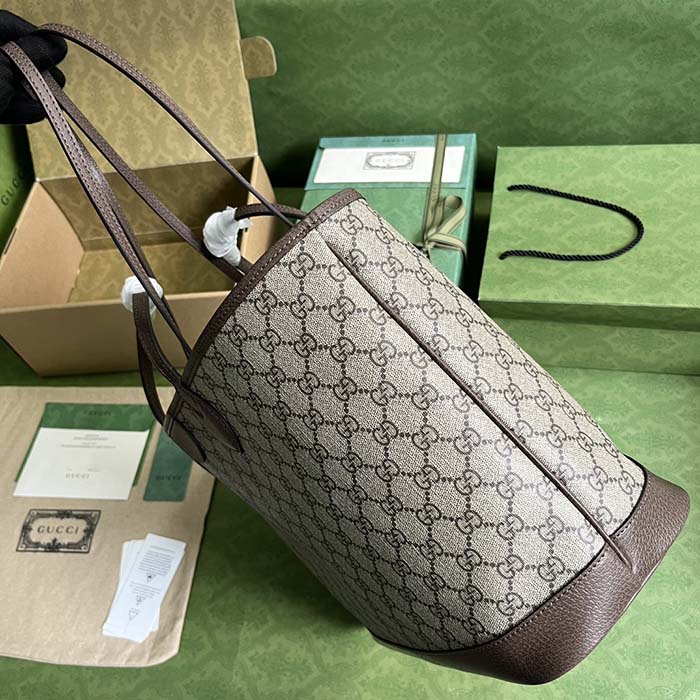 Gucci Unisex Ophidia Medium Tote Bag Beige Ebony GG Supreme Canvas (7)
