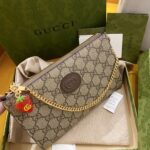 Gucci Unisex Wrist Wallet Double G Strawberry Beige Ebony GG Supreme Canvas - Image 3