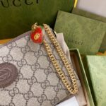 Gucci Unisex Wrist Wallet Double G Strawberry Beige Ebony GG Supreme Canvas - Image 7