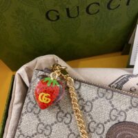 Gucci Unisex Wrist Wallet Double G Strawberry Beige Ebony GG Supreme Canvas (1)