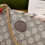 Gucci Unisex Wrist Wallet Double G Strawberry Beige Ebony GG Supreme Canvas - Image 5