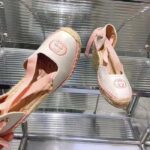 Gucci Women Espadrille Ribbon Tie Interlocking G Embroidery White Cotton Canvas Peep Toe - immagine 8