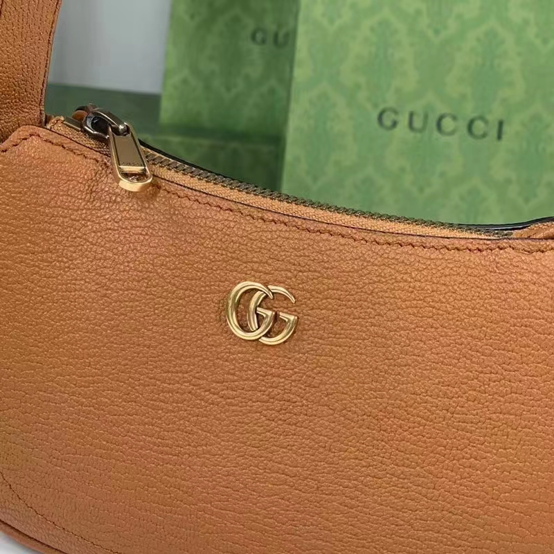 Gucci Women GG Aphrodite Mini Shoulder Bag Double G Orange Soft Leather (6)