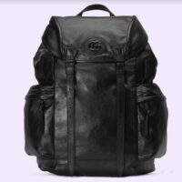 Gucci Women GG Backpack Tonal Double G Original GG Canvas Black Leather (1)