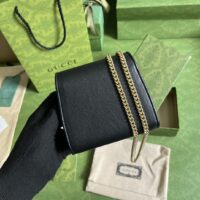 Gucci Women GG Blondie Medium Chain Wallet Black Leather Round Interlocking G (1)