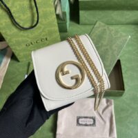 Gucci Women GG Blondie Medium Chain Wallet White Leather Round Interlocking G (1)