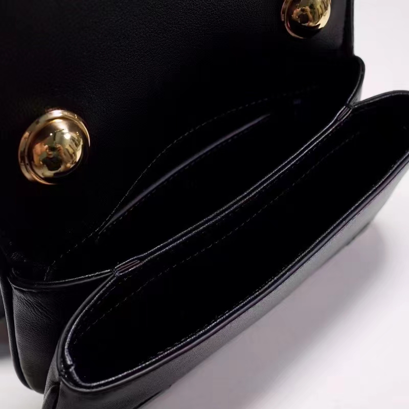 Gucci Women GG Blondie Mini Bag Black Leather Round Interlocking G (4)