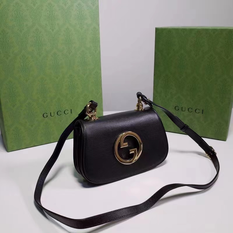 Gucci Women GG Blondie Mini Bag Black Leather Round Interlocking G (6)
