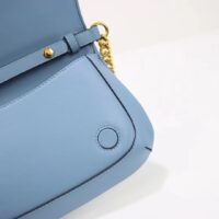 Gucci Women GG Blondie Shoulder Bag Blue Leather Round Interlocking G (5)