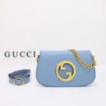 Gucci Women GG Blondie Shoulder Bag Blue Leather Round Interlocking G - Image 2
