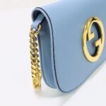 Gucci Women GG Blondie Shoulder Bag Blue Leather Round Interlocking G - Image 10