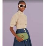 Gucci Women GG Blondie Shoulder Bag Green Leather Round Interlocking G - Image 12