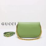Gucci Women GG Blondie Shoulder Bag Green Leather Round Interlocking G - Image 4
