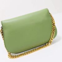 Gucci Women GG Blondie Shoulder Bag Green Leather Round Interlocking G (10)