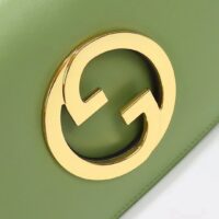Gucci Women GG Blondie Shoulder Bag Green Leather Round Interlocking G (10)