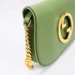 Gucci Women GG Blondie Shoulder Bag Green Leather Round Interlocking G - Image 8