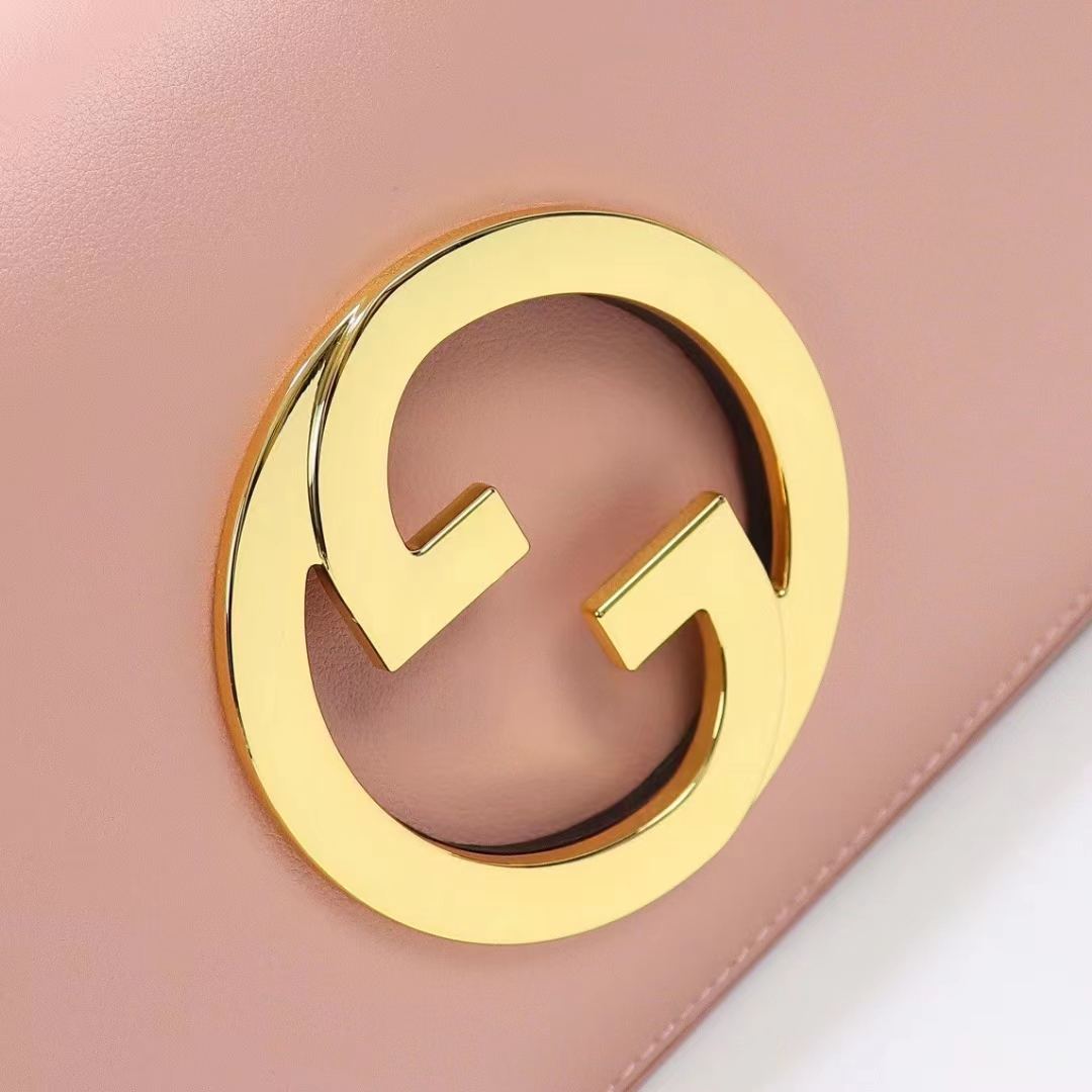 Gucci Women GG Blondie Shoulder Bag Light Pink Leather Round Interlocking G (10)