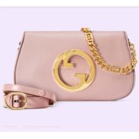 Gucci Women GG Blondie Shoulder Bag Light Pink Leather Round Interlocking G (11)