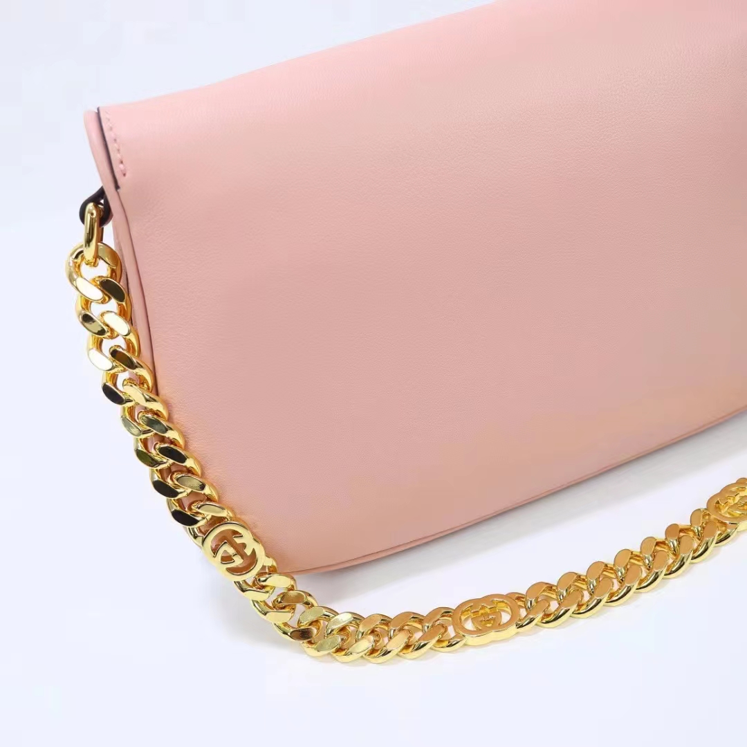Gucci Women GG Blondie Shoulder Bag Light Pink Leather Round Interlocking G (3)