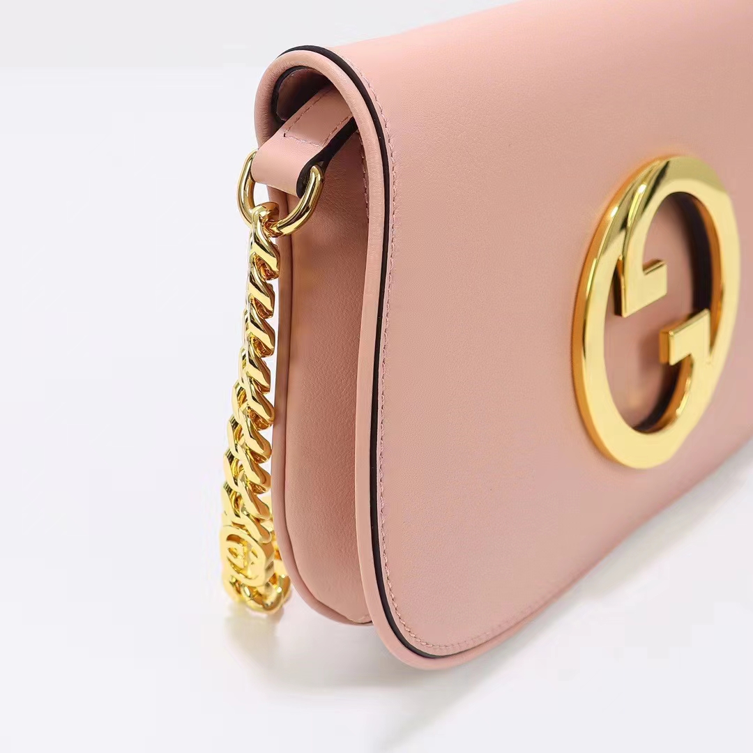 Gucci Women GG Blondie Shoulder Bag Light Pink Leather Round Interlocking G (7)