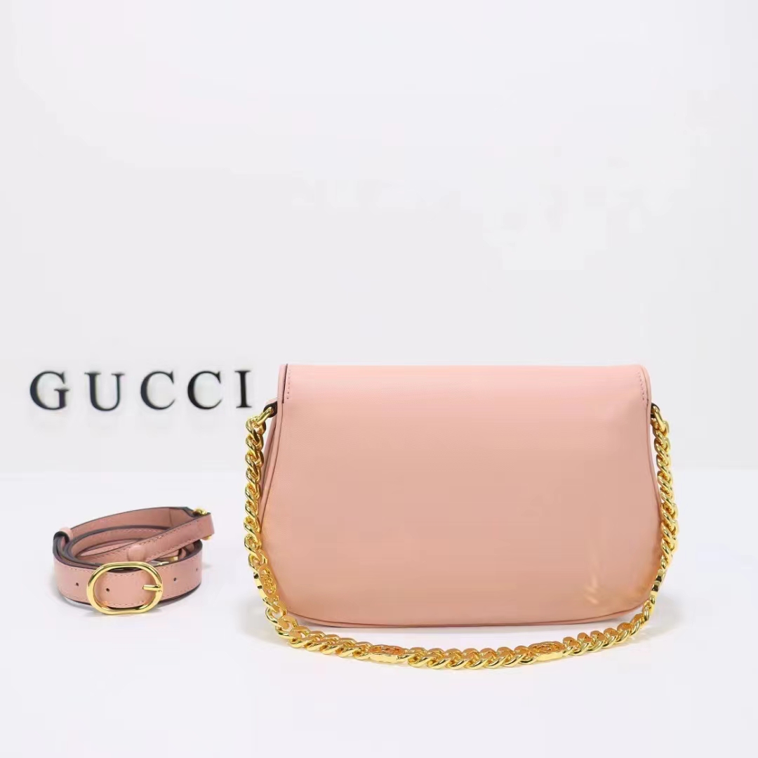 Gucci Women GG Blondie Shoulder Bag Light Pink Leather Round Interlocking G (8)