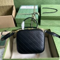 Gucci Women GG Blondie Top Handle Bag Black Leather Round Interlocking G (2)