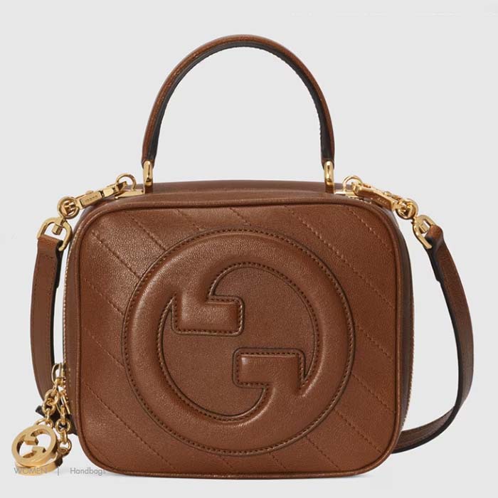 Gucci Women GG Blondie Top Handle Bag Cuir Leather Round Interlocking G