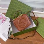 Gucci Women GG Blondie Top Handle Bag Cuir Leather Round Interlocking G - Image 3