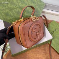 Gucci Women GG Blondie Top Handle Bag Cuir Leather Round Interlocking G (13)