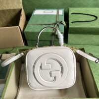 Gucci Women GG Blondie Top Handle Bag White Leather Round Interlocking G (2)