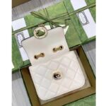 Gucci Women GG Deco Mini Shoulder Bag White Quilted Leather Interlocking G - immagine 8