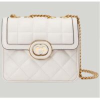 Gucci Women GG Deco Mini Shoulder Bag White Quilted Leather Interlocking G (2)