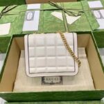 Gucci Women GG Deco Mini Shoulder Bag White Quilted Leather Interlocking G - immagine 4