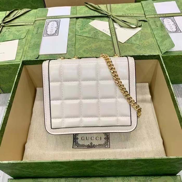Gucci Women GG Deco Mini Shoulder Bag White Quilted Leather Interlocking G (3)