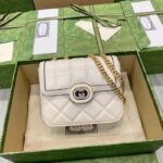 Gucci Women GG Deco Mini Shoulder Bag White Quilted Leather Interlocking G - immagine 2