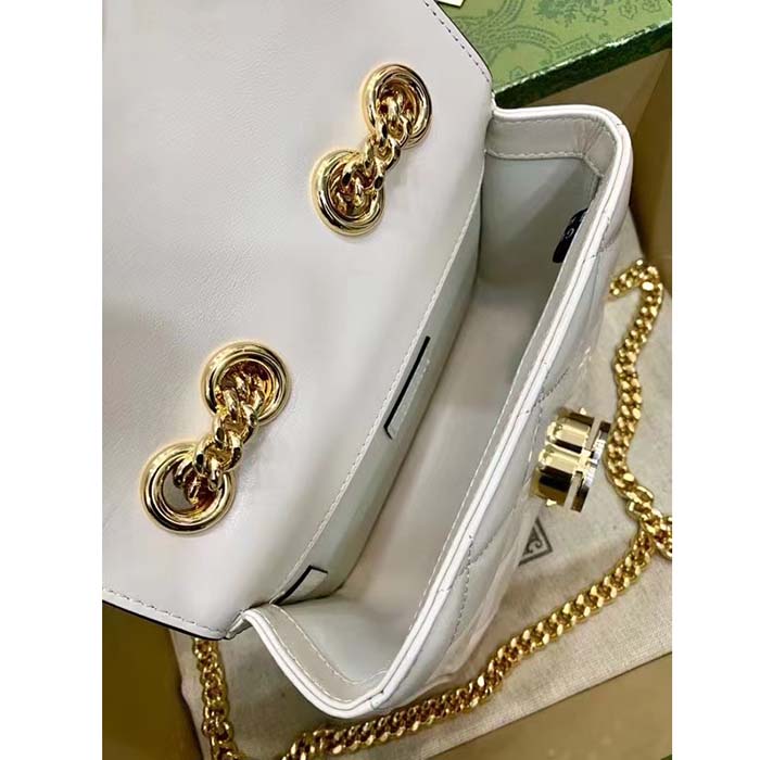 Gucci Women GG Deco Mini Shoulder Bag White Quilted Leather Interlocking G (6)