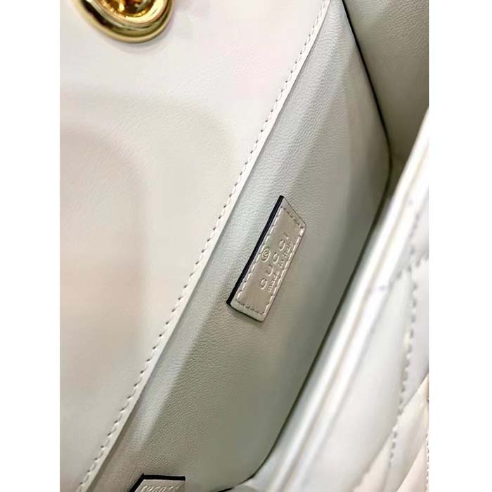 Gucci Women GG Deco Mini Shoulder Bag White Quilted Leather Interlocking G (8)