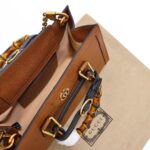 Gucci Women GG Diana Small Shoulder Bag Brown Leather Double G - Bild 6