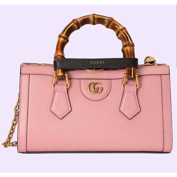 Gucci Women GG Diana Small Shoulder Bag Pink Leather Double G