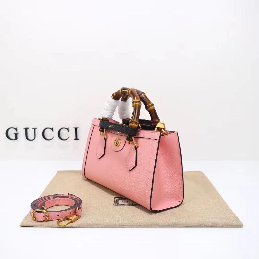 Gucci Women GG Diana Small Shoulder Bag Pink Leather Double G (10)