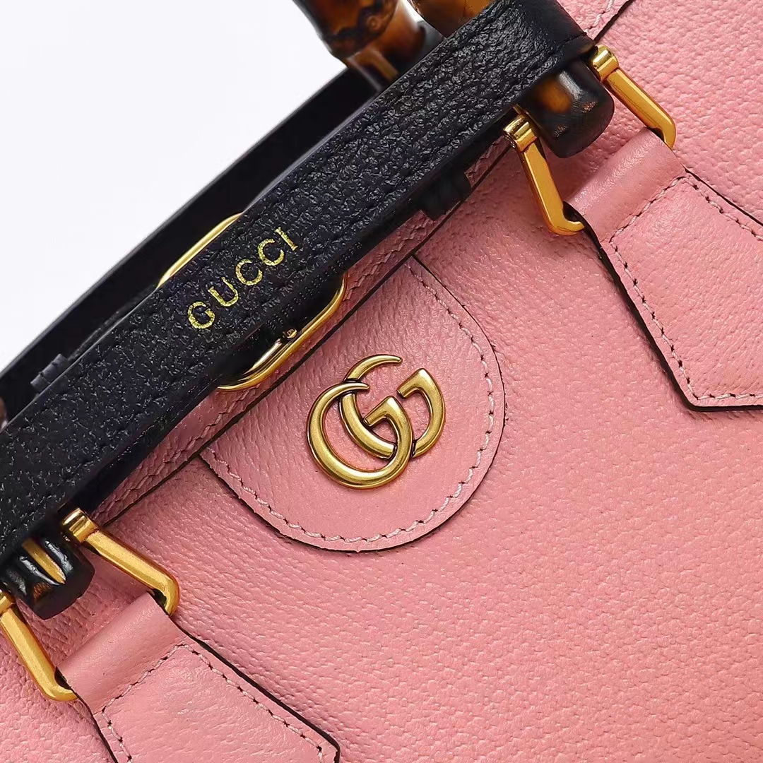 Gucci Women GG Diana Small Shoulder Bag Pink Leather Double G (5)