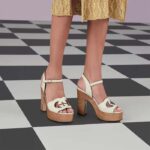 Gucci Women GG Interlocking G Sandal White Leather Wooden High 12 Cm Heel - Image 8