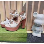 Gucci Women GG Interlocking G Sandal White Leather Wooden High 12 Cm Heel - Image 5