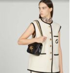 Gucci Women GG Marmont Matelassé Mini Shoulder Bag Black Chevron Leather - Image 12