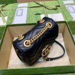 Gucci Women GG Marmont Matelassé Mini Shoulder Bag Black Chevron Leather - Image 5