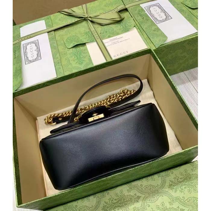 Gucci Women GG Marmont Matelassé Mini Shoulder Bag Black Chevron Leather (7)