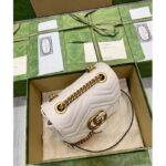 Gucci Women GG Marmont Matelassé Mini Shoulder Bag White Chevron Leather - Image 7