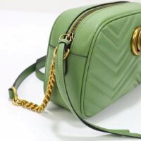 Gucci Women GG Marmont Matelassé Shoulder Bag Sage Green Chevron Leather (6)