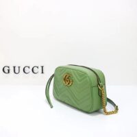 Gucci Women GG Marmont Matelassé Shoulder Bag Sage Green Chevron Leather (6)