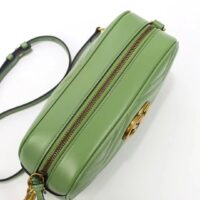 Gucci Women GG Marmont Matelassé Shoulder Bag Sage Green Chevron Leather (6)